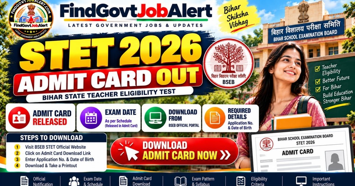 Bihar STET Admit Card 2026 Out - Bihar School Examination Board (BSEB), Patna
