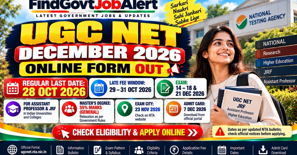 UGC NET December 2026 Online Form - National Testing Agency (NTA), on behalf of UGC