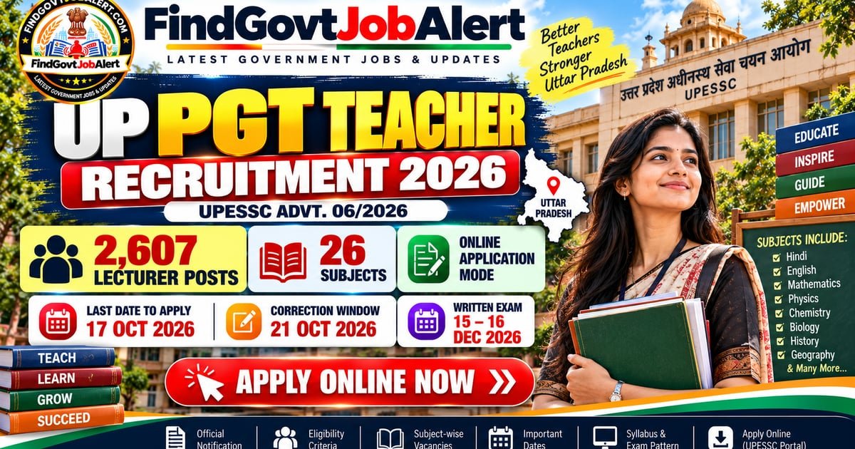 UP PGT Recruitment 2026 Apply Online - Uttar Pradesh Education Service Selection Commission (UPESSC), Prayagraj