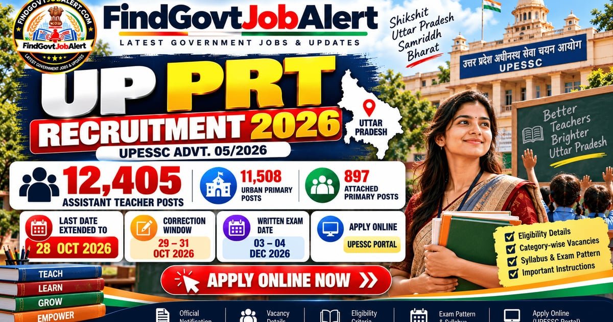 UP PRT Recruitment 2026 Apply Online - Uttar Pradesh Education Service Selection Commission (UPESSC), Prayagraj