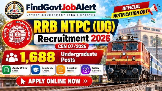 RRB NTPC UG Recruitment 2026 (CEN 07/2026): 1,688 Posts for 12th Pass – Apply Online - Railway Recruitment Boards (RRBs), Ministry of Railways, Government of India